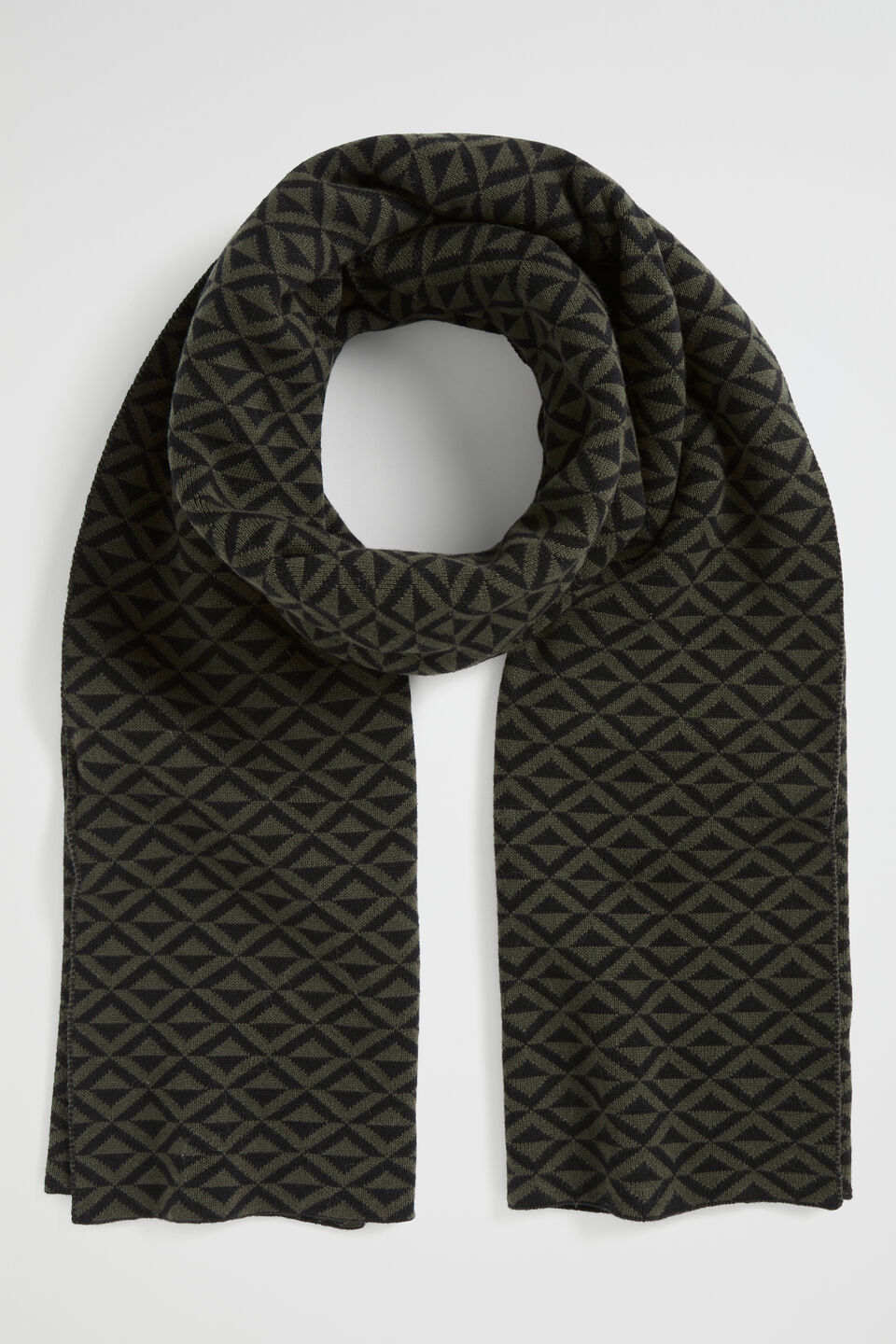 Geo Knit Scarf  Dark Fern