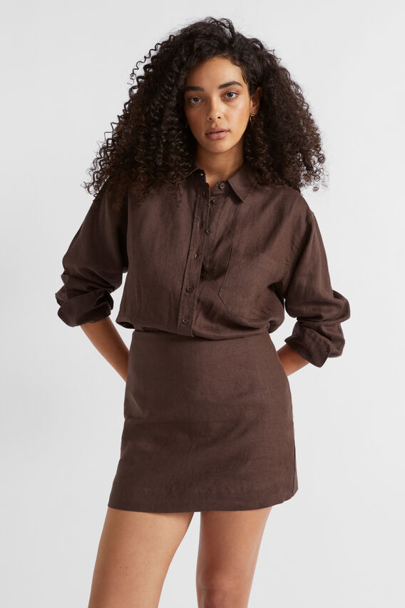 Core Linen Boyfriend Shirt  Deep Raisin  hi-res