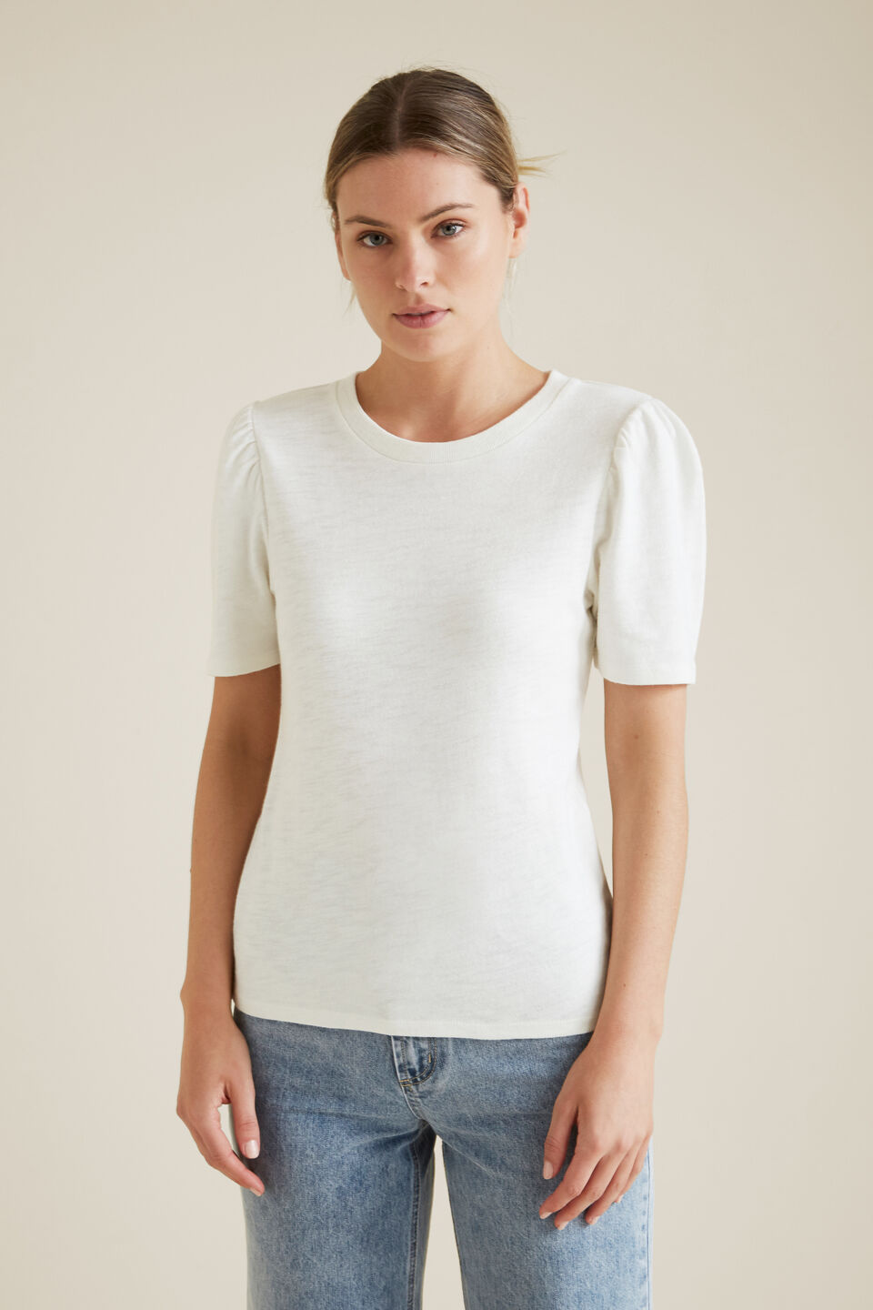 Blouson Sleeve Top  Cloud Cream