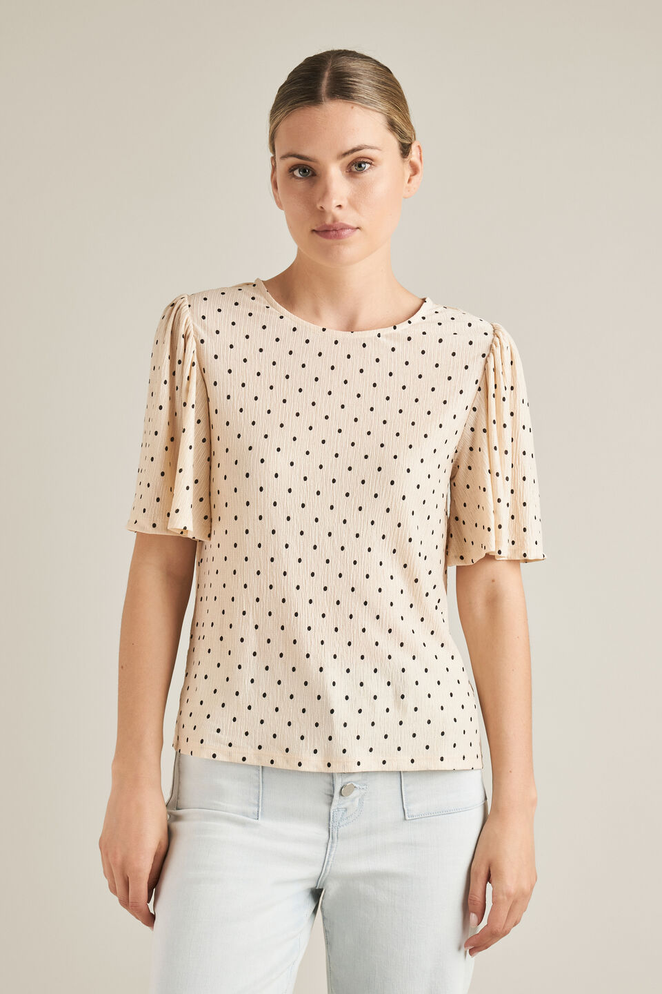 Flutter Sleeve Spot Top  
