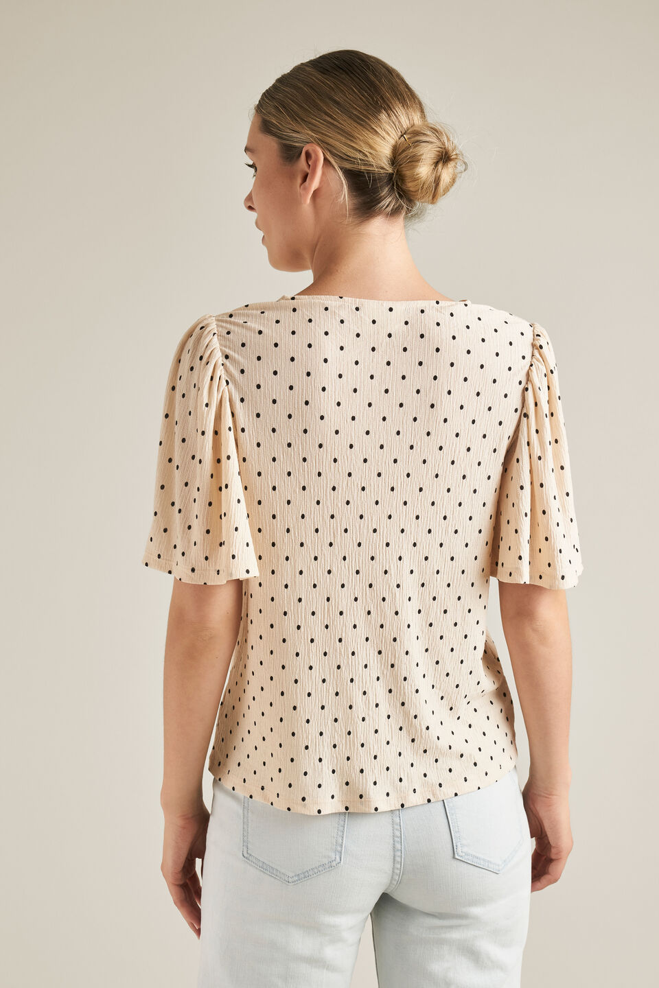 Flutter Sleeve Spot Top  
