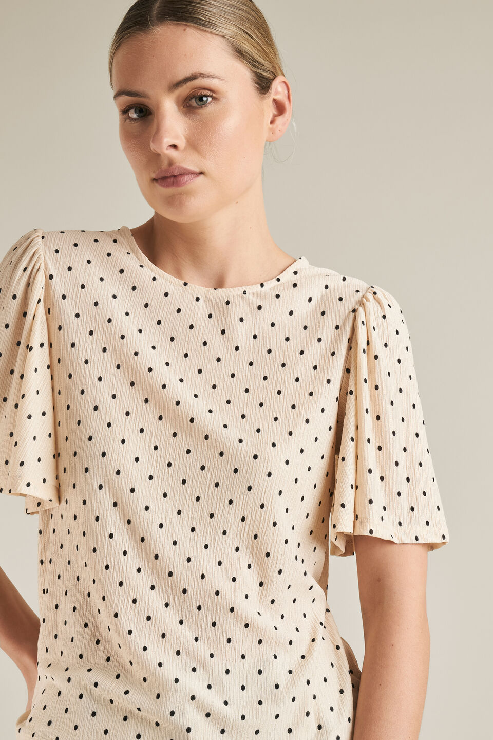 Flutter Sleeve Spot Top  