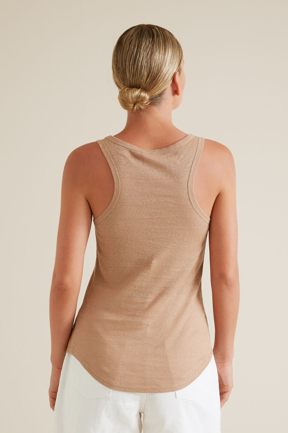 Linen Rib Tank  Smokey Topaz