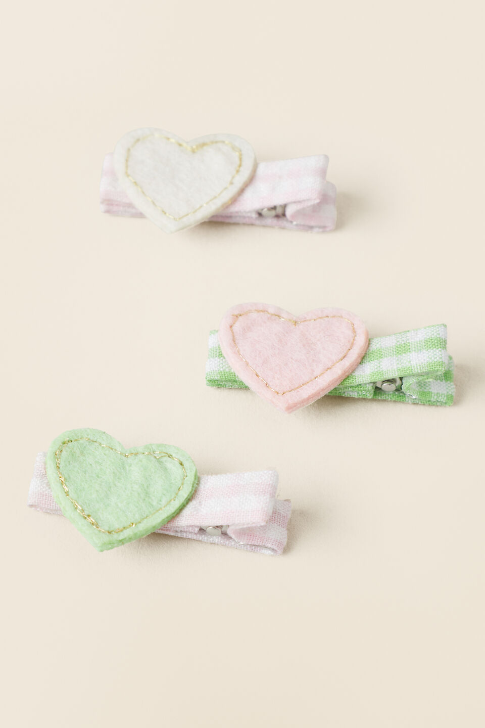 Felt Heart Duck Clip Trio  Multi