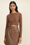 Twist Front Tie Top  Coconut Brown  hi-res