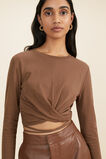 Twist Front Tie Top  Coconut Brown  hi-res