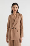 Ramie Cotton Longline Blazer  Auburn Brown  hi-res
