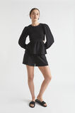 Cheesecloth Shirred Bodice Top  Black  hi-res