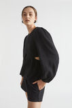 Cheesecloth Shirred Bodice Top  Black  hi-res
