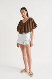Voile Flutter Top  Pecan Brown  hi-res