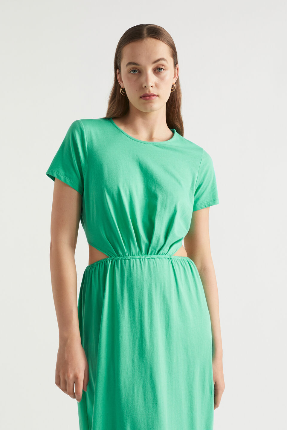 Jersey Cut Out Midi Dress  Jade Green