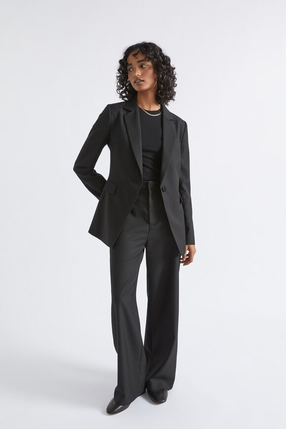 Wool Blend Tailored Blazer  Black  hi-res