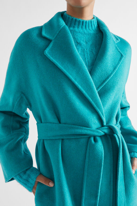 Wool Blend Relaxed Coat  Peacock Blue Marle  hi-res