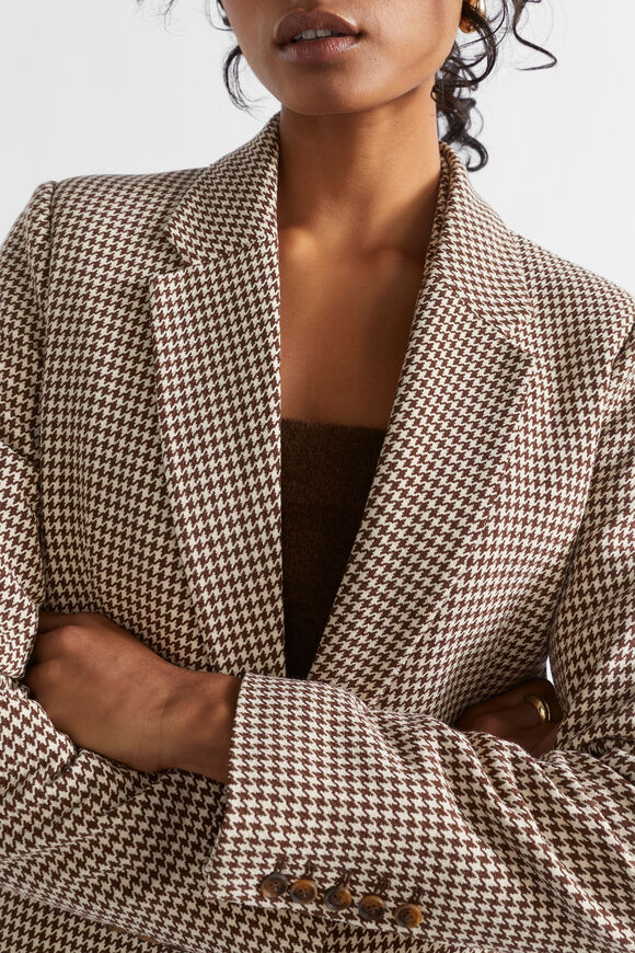 Houndstooth Longline Suiting Coat  Hot Chocolate Houndstooth  hi-res