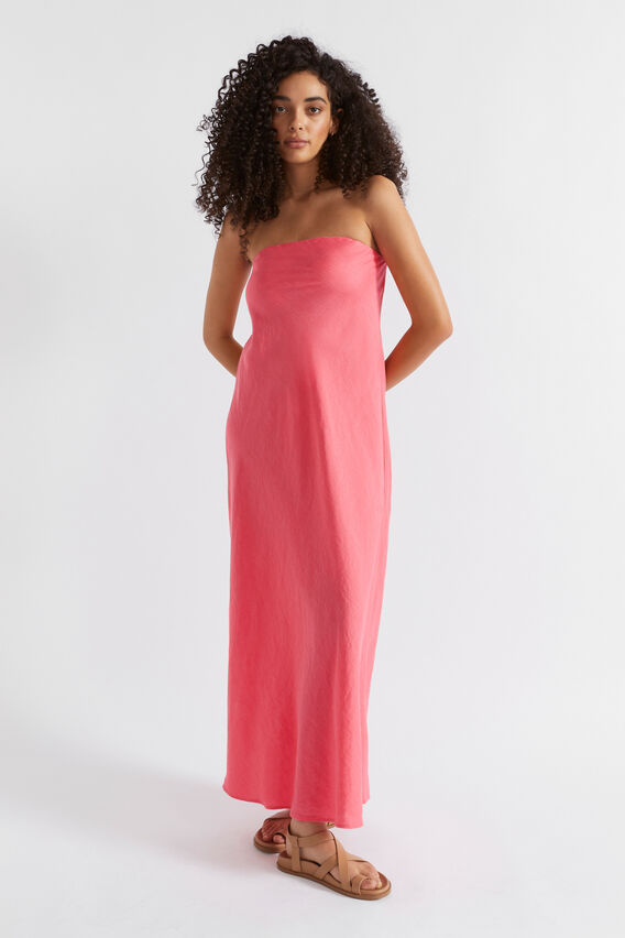 Core Linen Strapless Maxi Dress  Wild Berry  hi-res