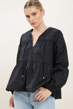 Tiered Poplin Blouse  Black  hi-res