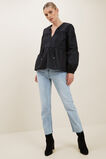 Tiered Poplin Blouse  Black  hi-res