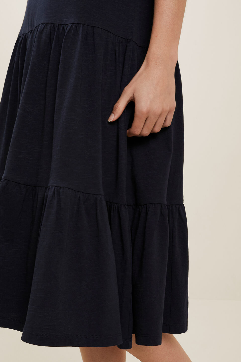 Jersey Tiered Midi Dress  Deep Navy