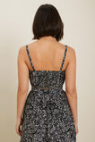 Silk Blend Gathered Crop Top  Floral Paisley  hi-res