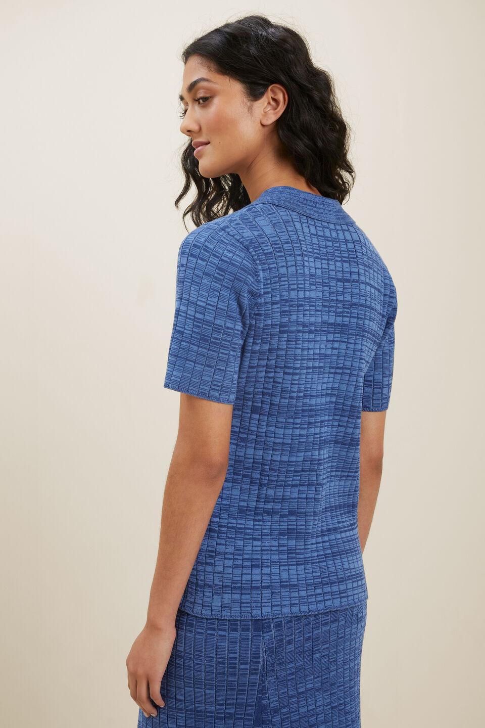 Sustainable Rib Knit Top  Eggshell Spacedye