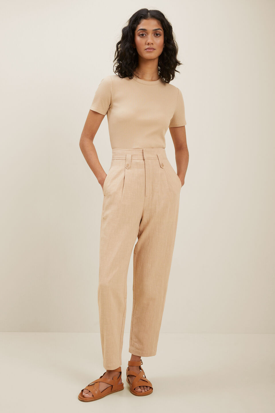 Textured Tapered Pant  Neutral Sand