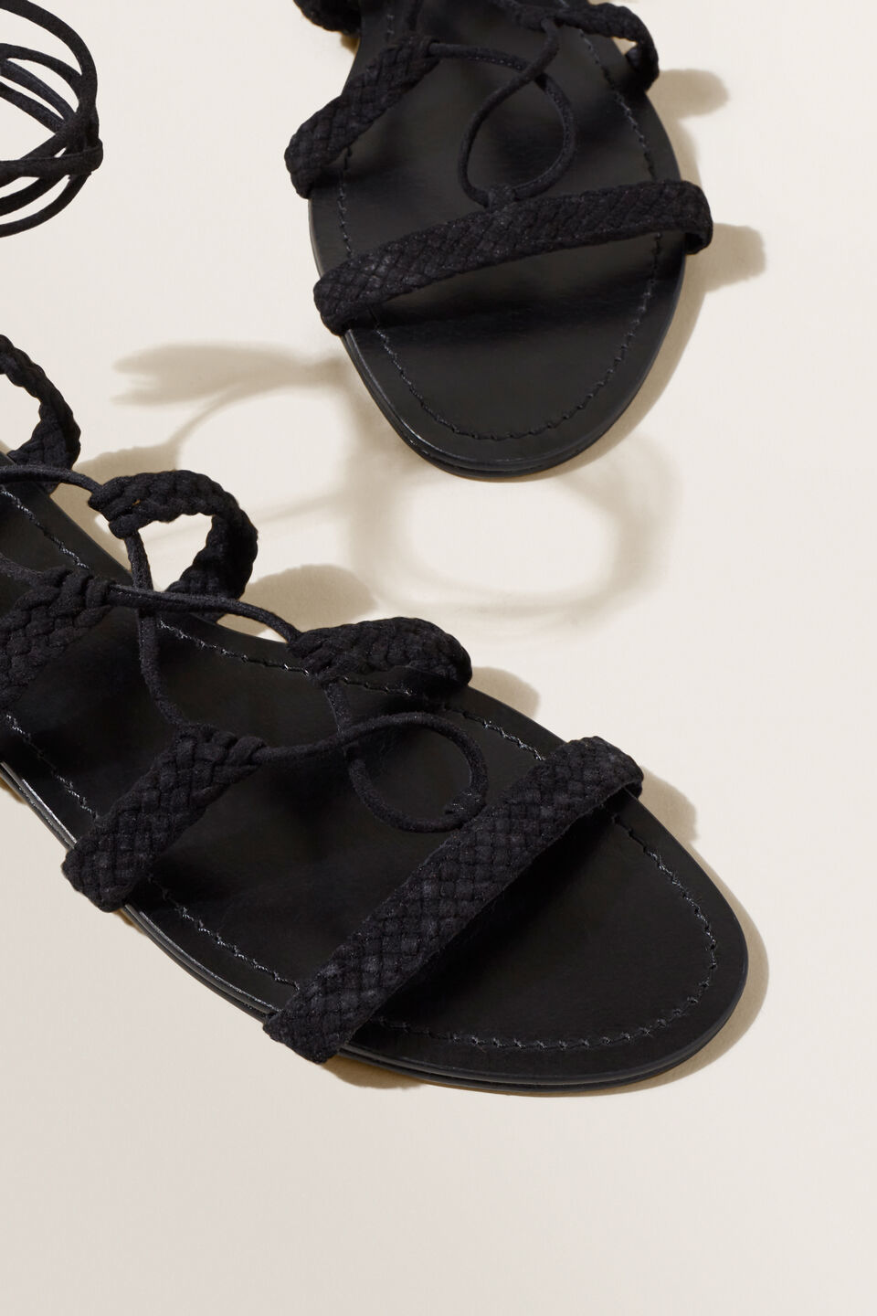 Gianna Gladiator Sandal  Black Suede