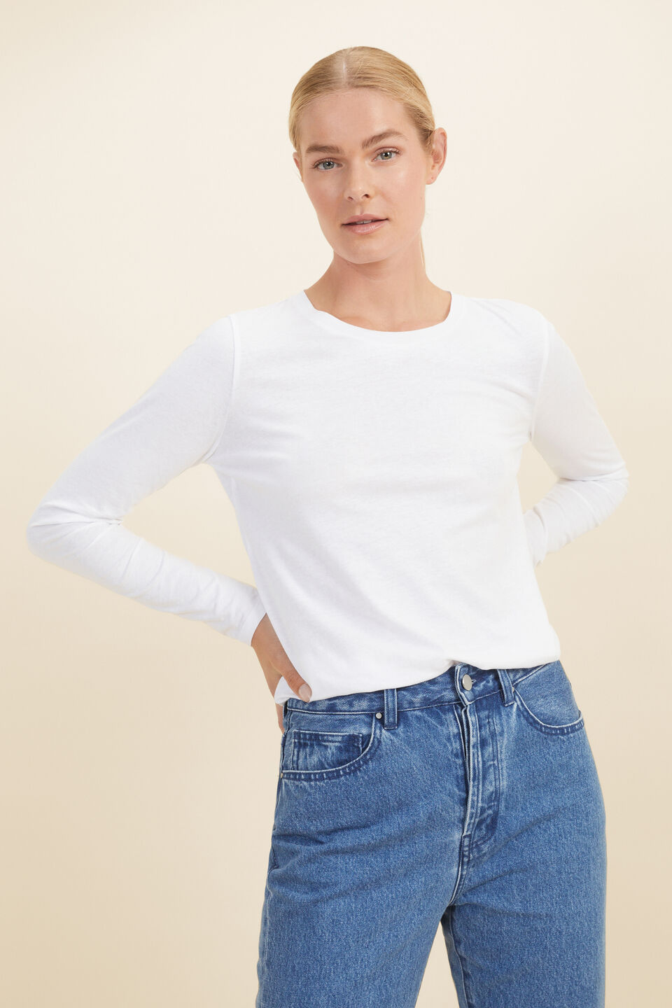 Core Long Sleeve Top  Whisper White