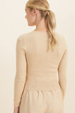 Rib Knit V Neck Top  Champagne Beige  hi-res