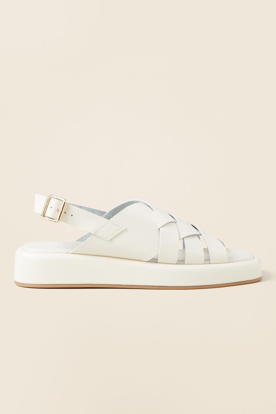 Zoya Leather Flatform Sandal  French Vanilla