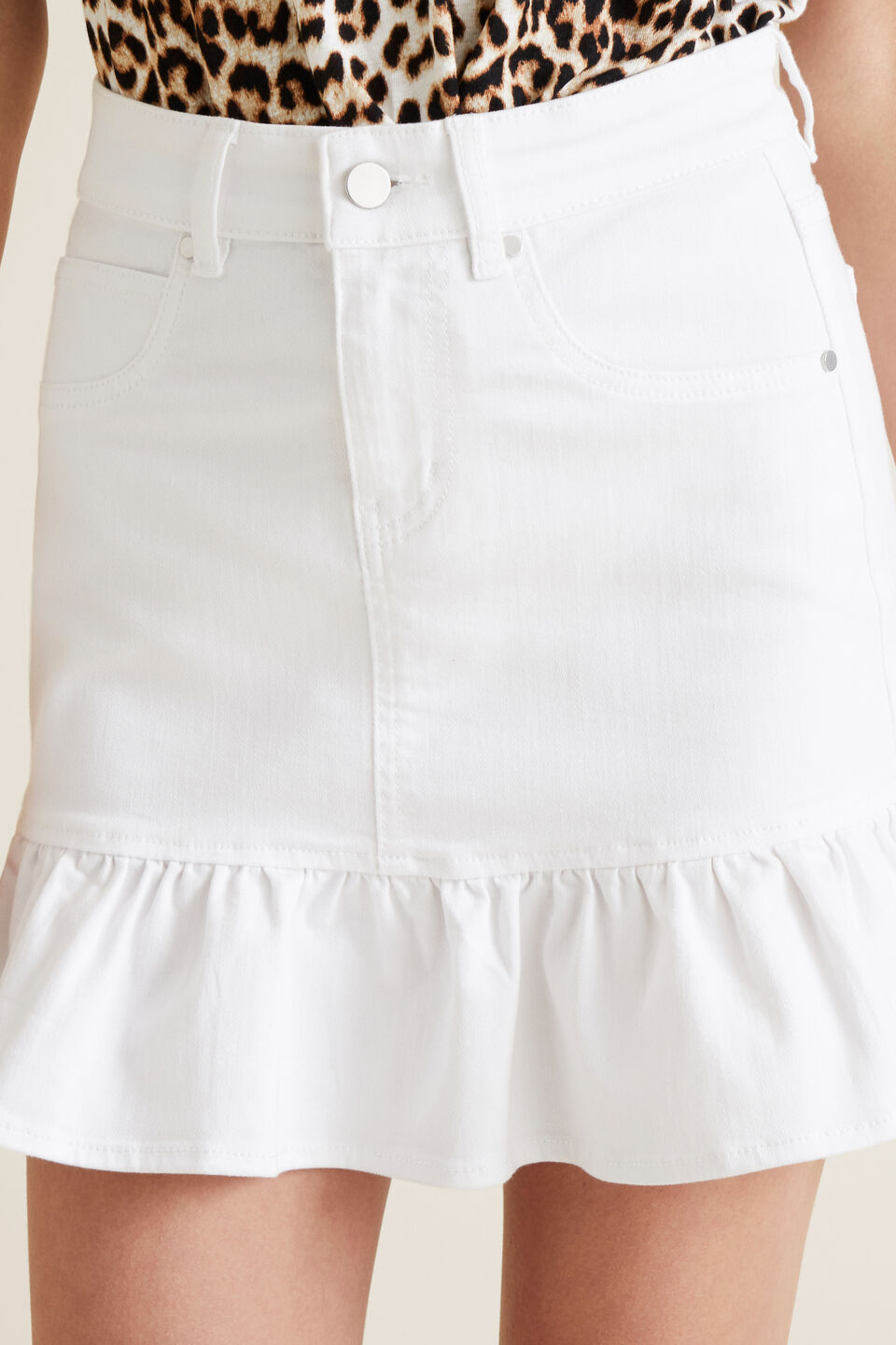 Ruffle Hem Denim Skirt  1