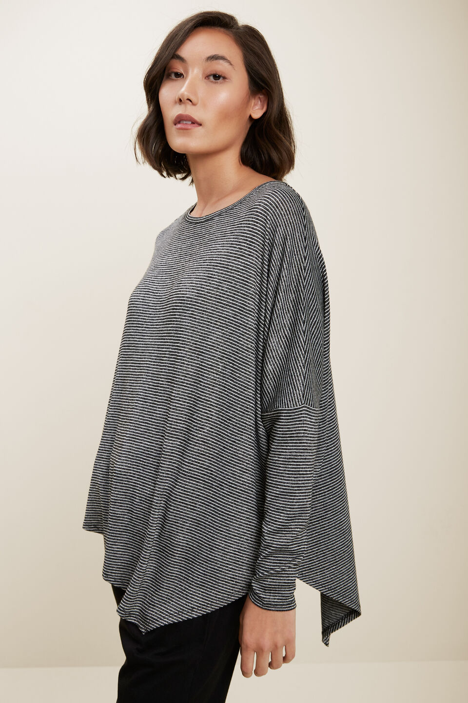 Core Asymmetrical Stripe Sweat  Onyx Marle Stripe