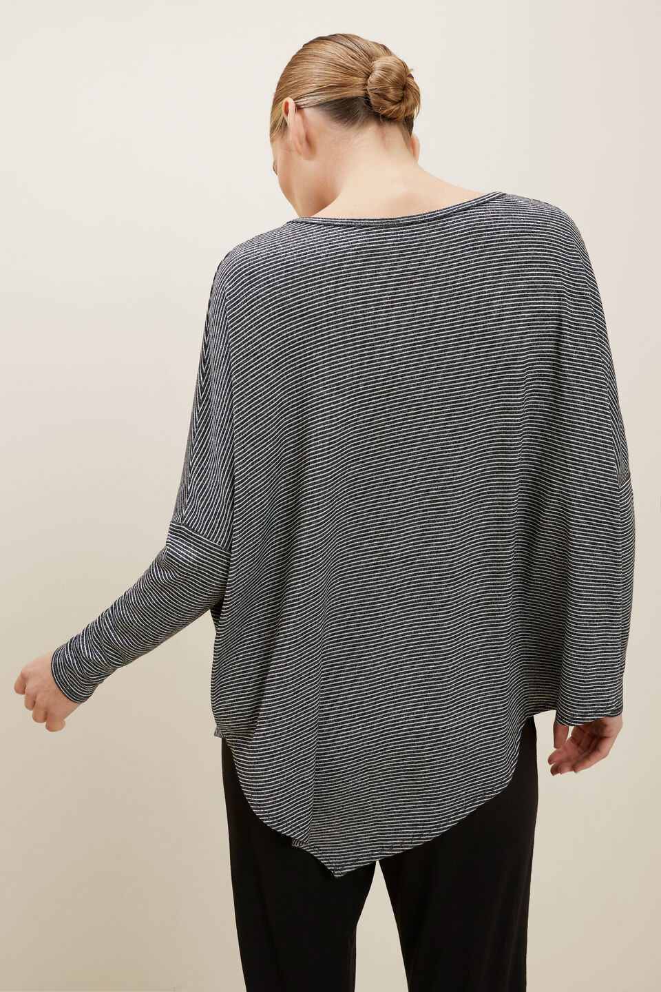 Core Asymmetrical Stripe Sweat  Onyx Marle Stripe