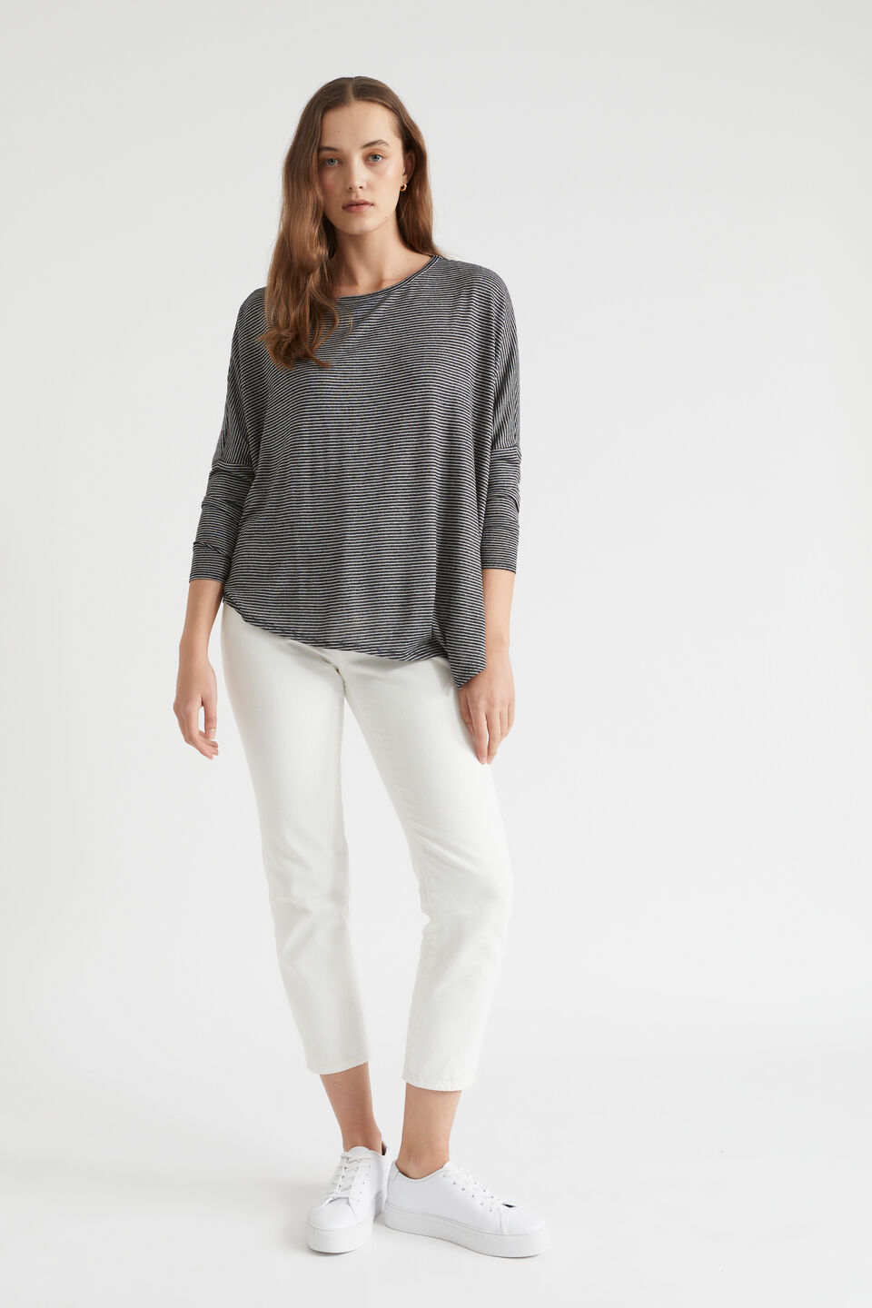Core Asymmetrical Stripe Sweat  Onyx Marle Stripe