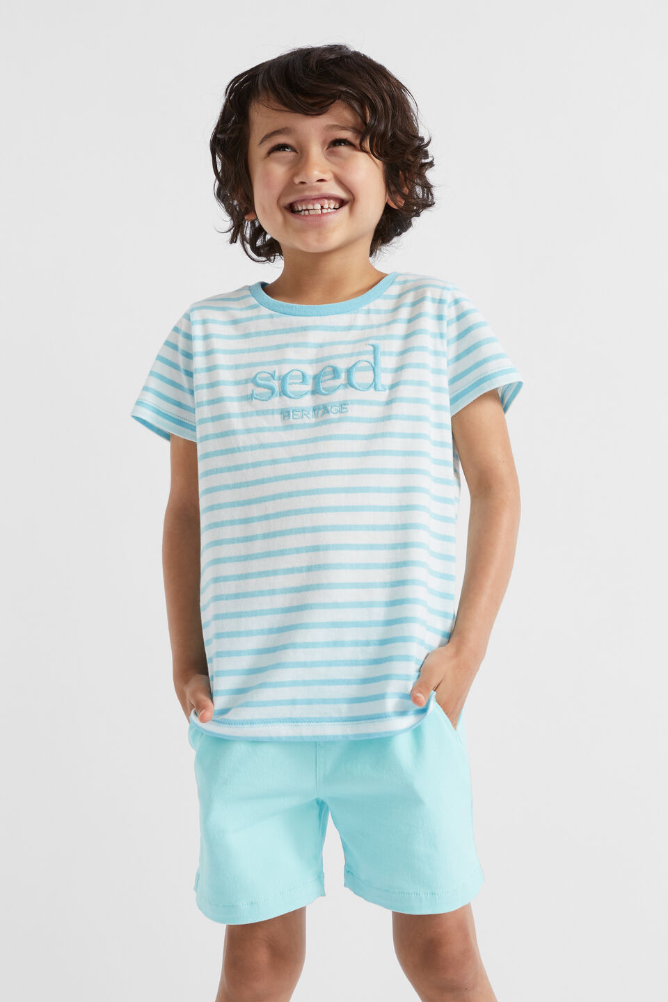 Core Logo Tee  Ocean Blue Stripe