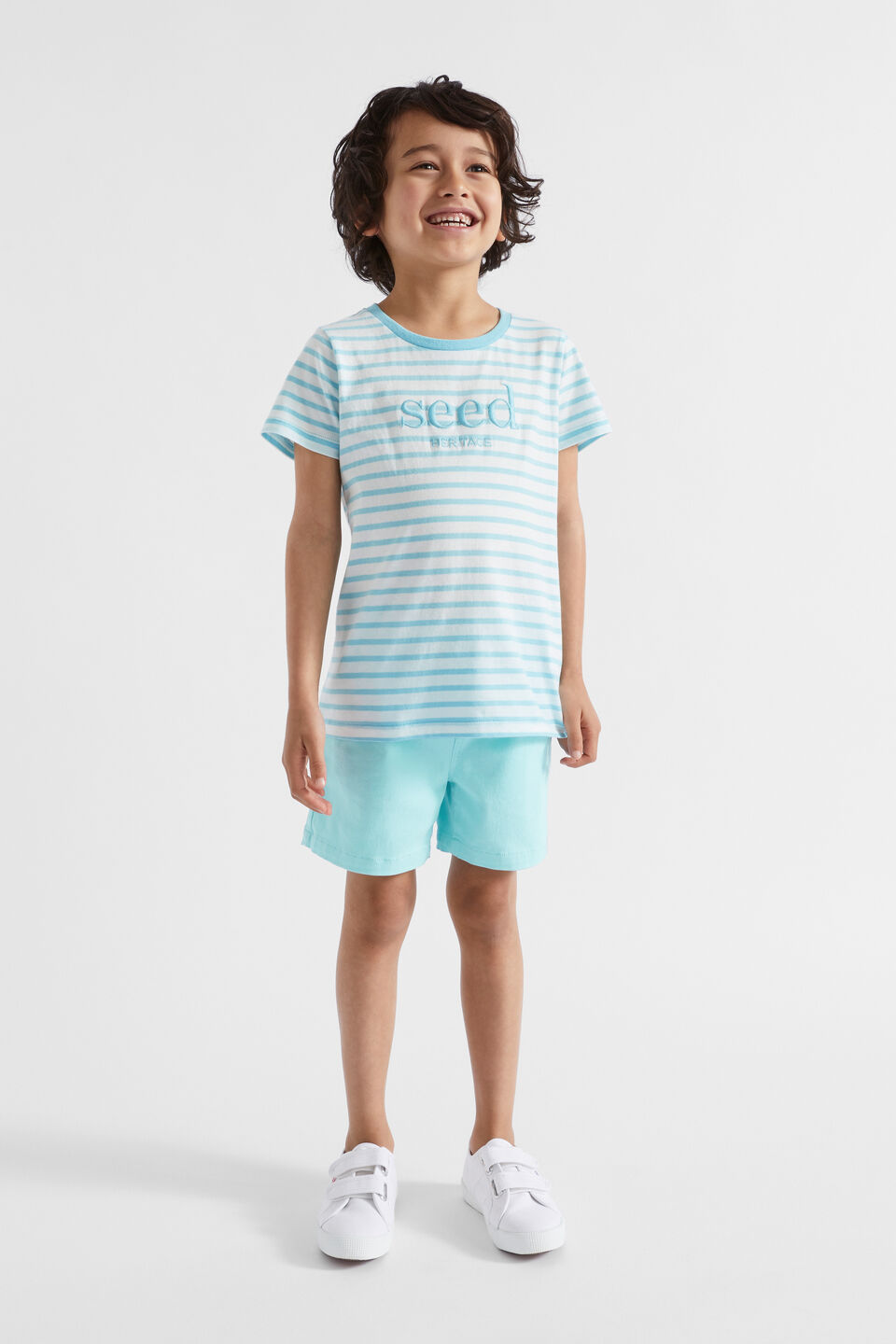 Core Logo Tee  Ocean Blue Stripe