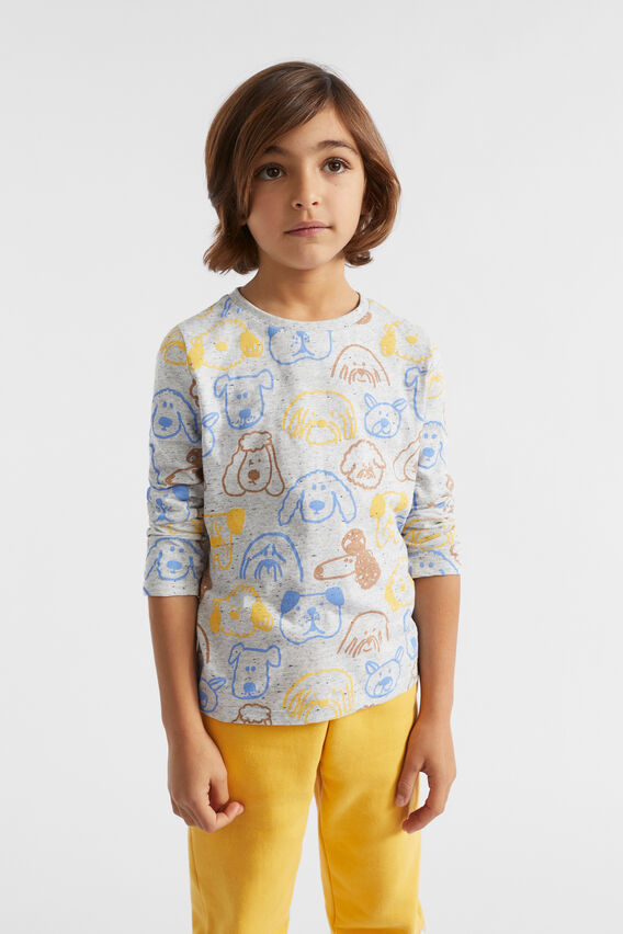 Dog Faces Tee  Cloudy Marle  hi-res