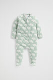 Elephant Jacquard Zipsuit  Sage  hi-res