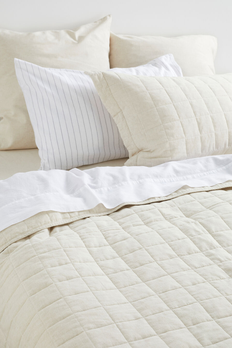 Quilted Coverlet  Flax Cross Dye