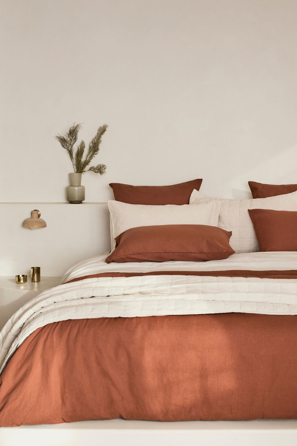 Quilted Coverlet  Flax Cross Dye