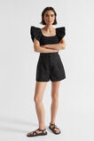 Scoop Neck Ruffle Tee  Black  hi-res