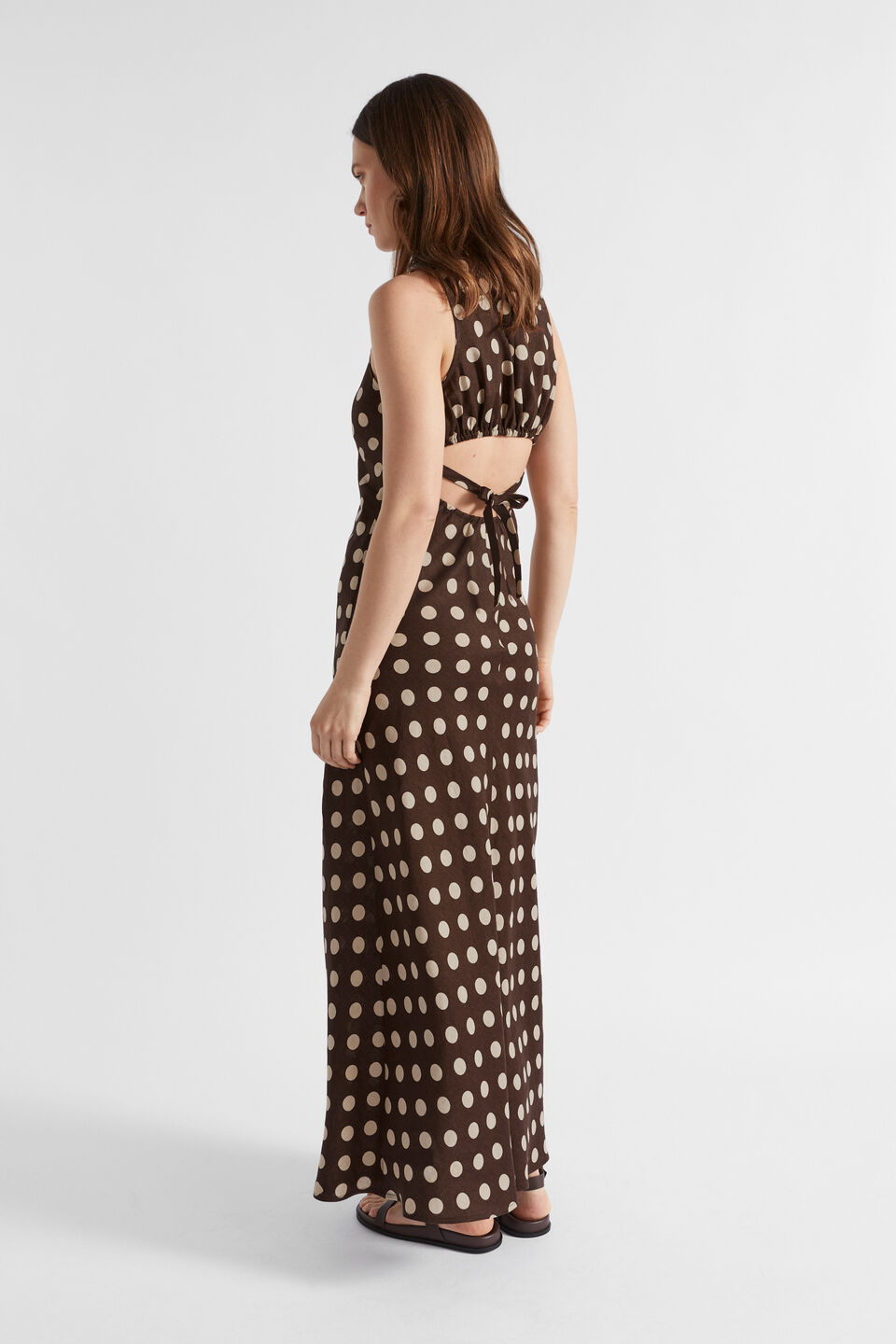Linen Spot Maxi Dress  Deep Raisin Spot