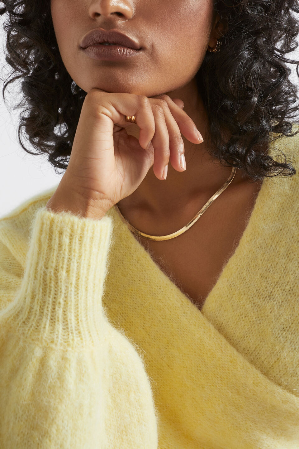 Wool Blend Wrap Sweater  Soft Butter Marle