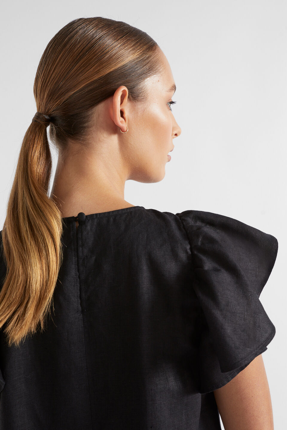 Core Linen Frill Sleeve Mini Dress
