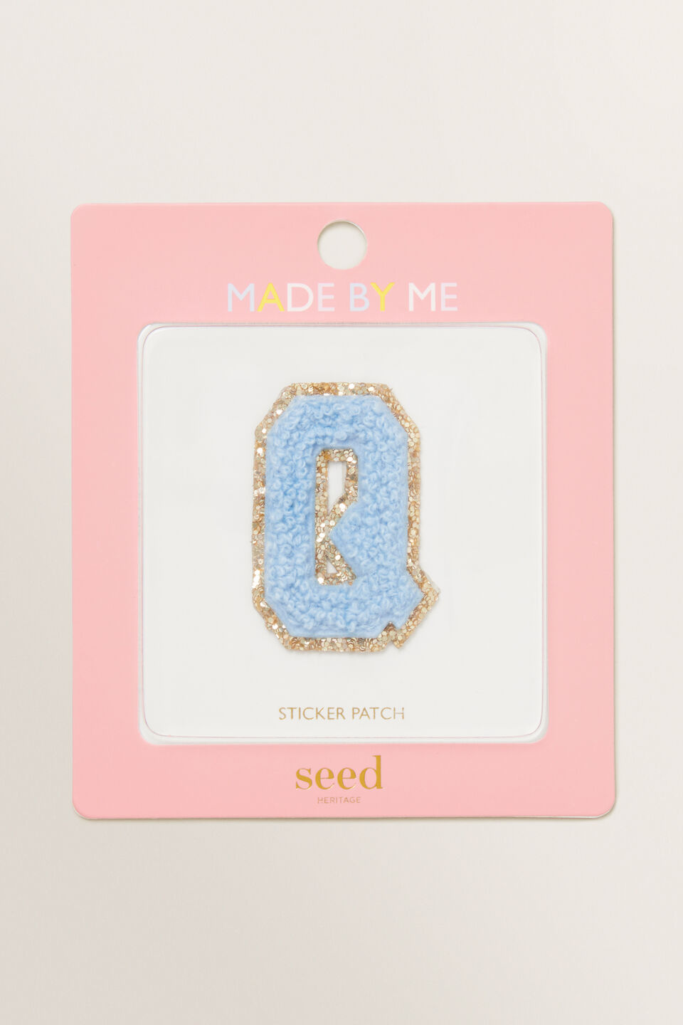 Made By Me Glitter Initial Patch  Q
