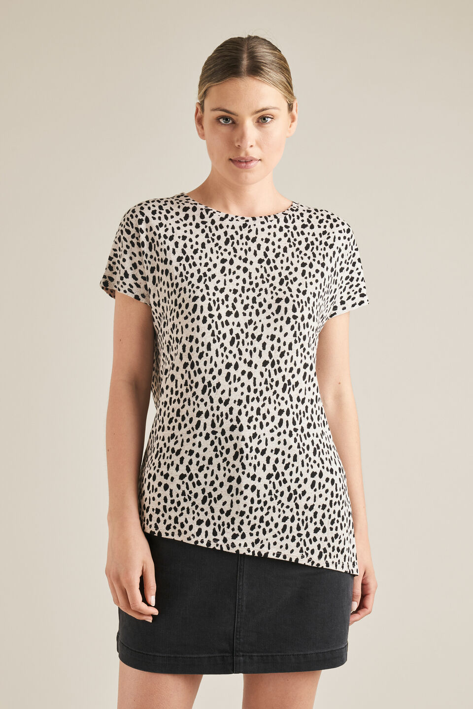 Asymmetrical Linen Tee  Ocelot