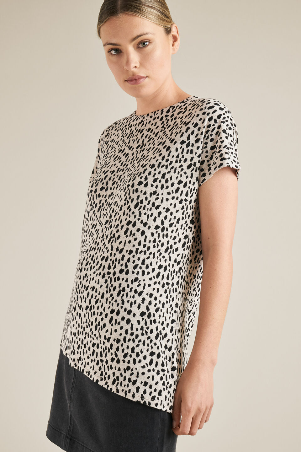 Asymmetrical Linen Tee  Ocelot