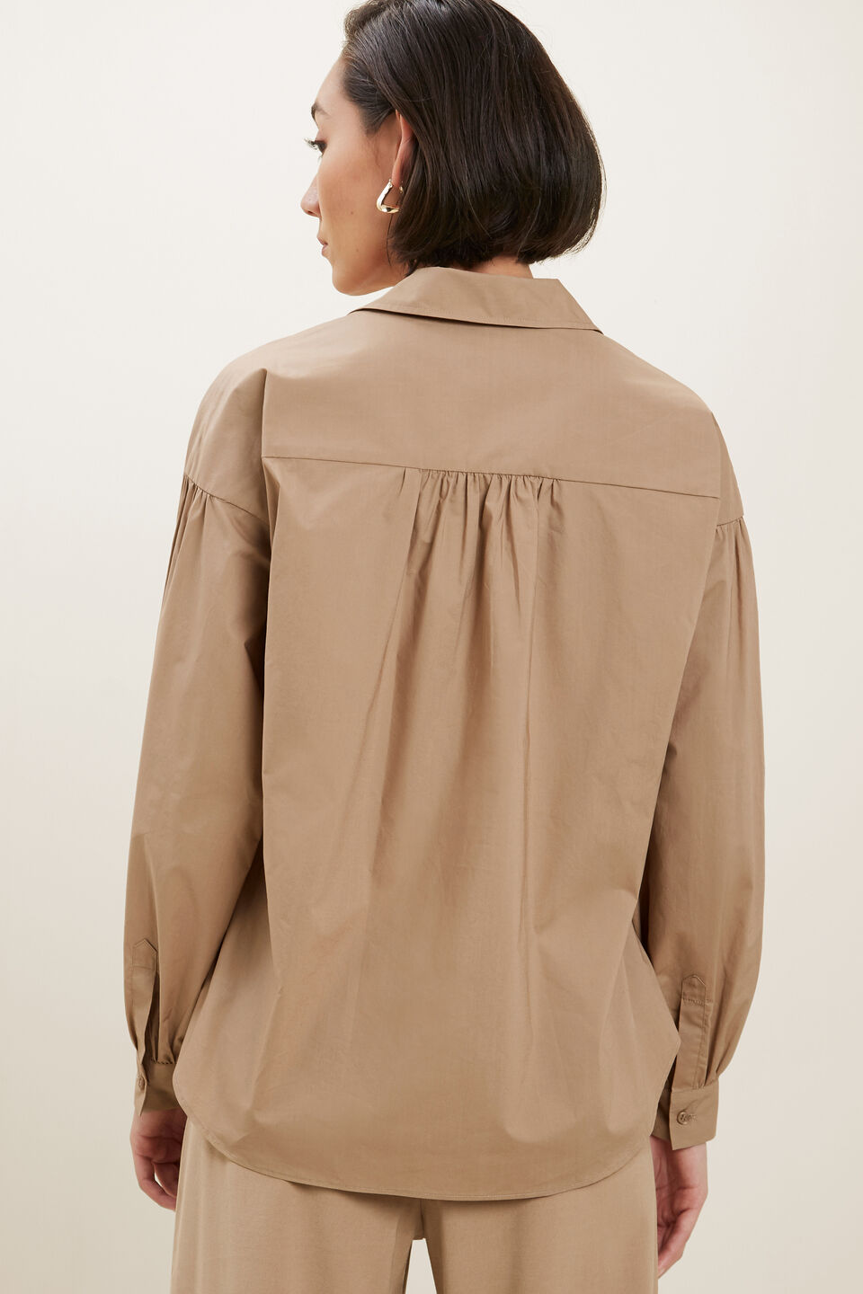 Relaxed Cotton Poplin Shirt  Honey Dew