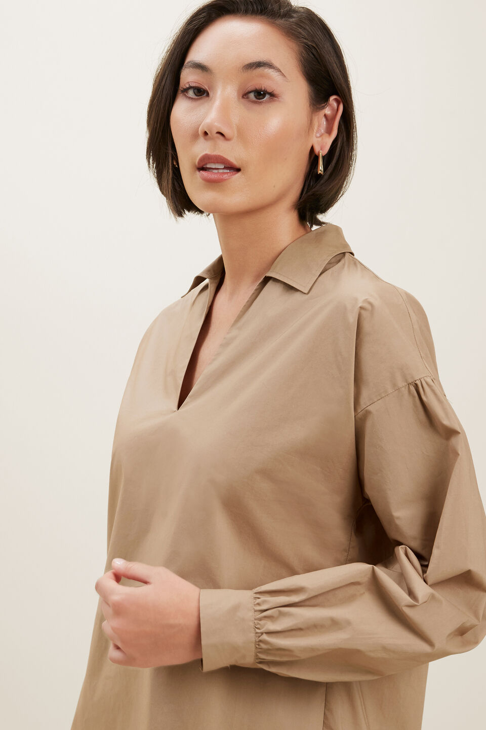 Relaxed Cotton Poplin Shirt  Honey Dew