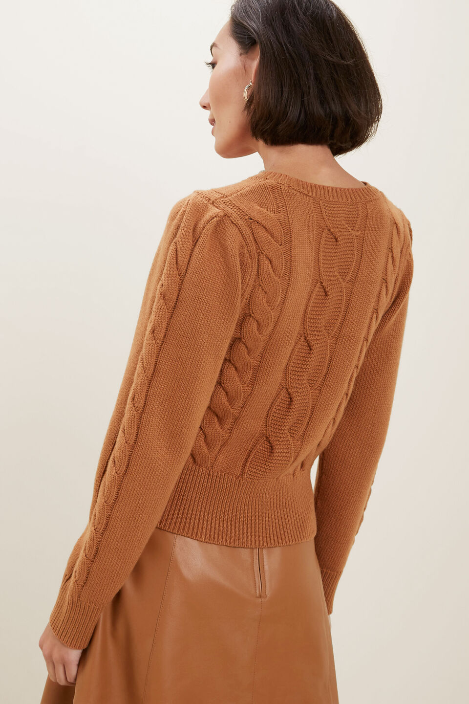 Cable Knit Sweater  Burnt Bronze