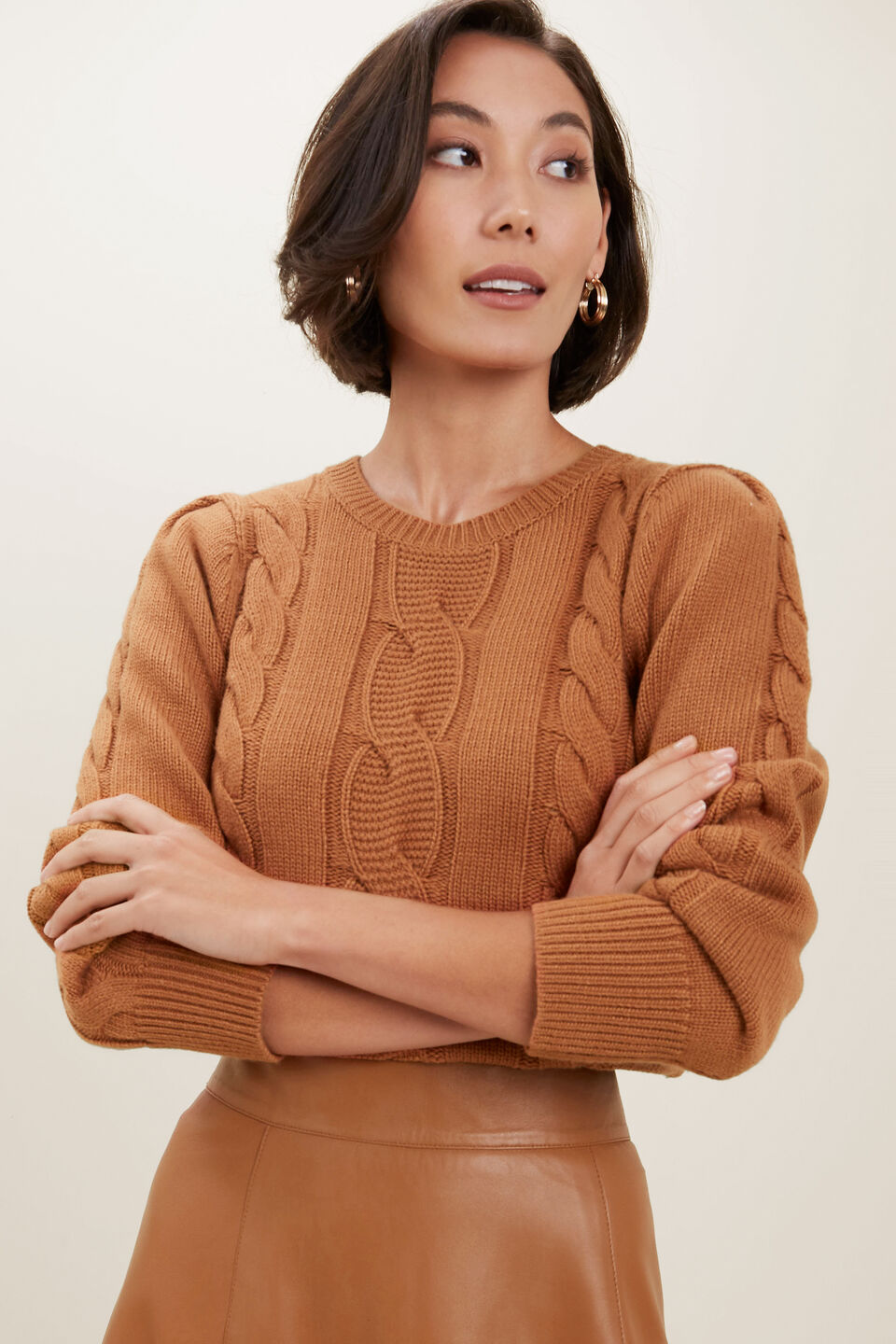 Cable Knit Sweater  Burnt Bronze